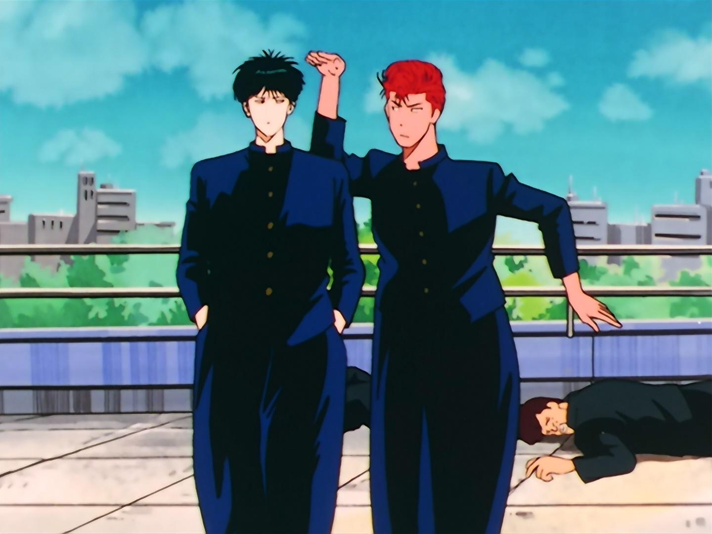Still from Die Basketball! Hanamichi vs. Rukawa