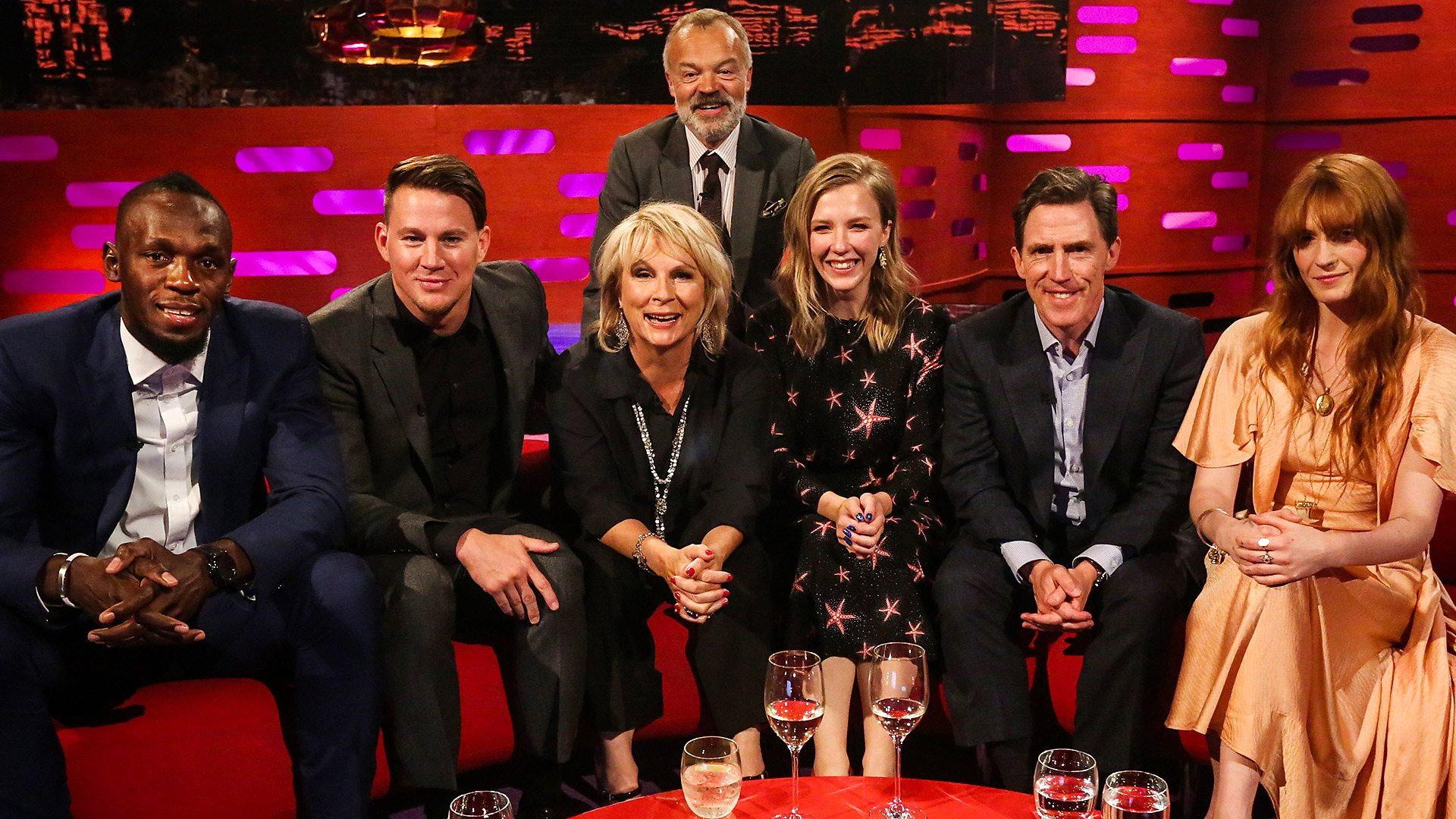 Still from Usain Bolt, Channing Tatum, Jennifer Saunders, Beattie Edmondson, Rob Brydon, Florence and the Machine