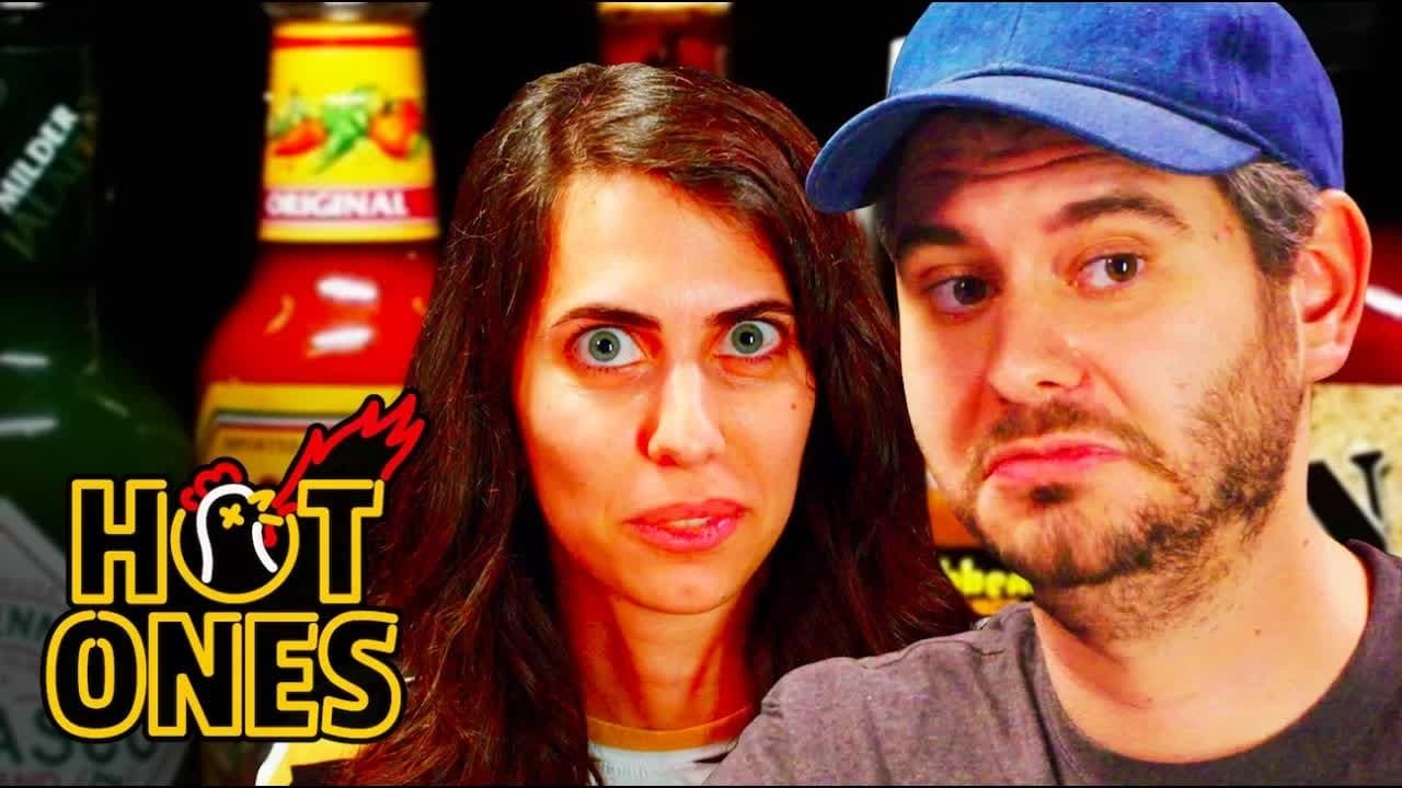Still from H3H3 Productions Does Couples Therapy While Eating Spicy Wings