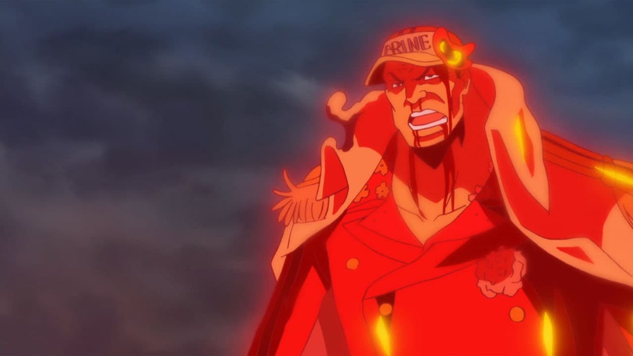 Still from Akainu's Tenacity! The Fist of Magma Attacks Luffy