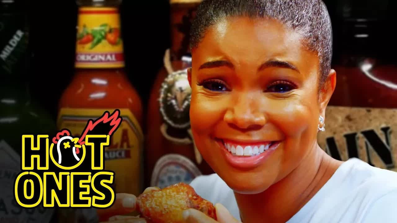 Still from Gabrielle Union Impersonates DMX While Eating Spicy Wings