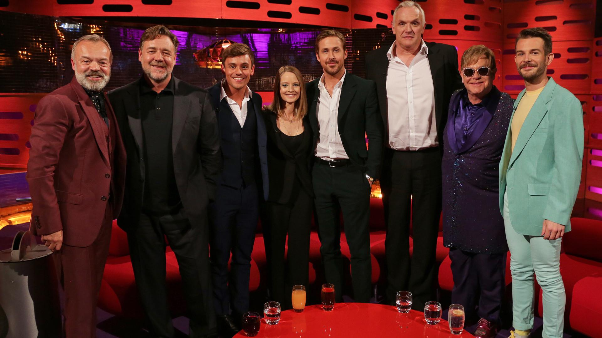 Still from Russell Crowe, Ryan Gosling, Jodie Foster, Greg Davies, Tom Daley, Sir Elton John