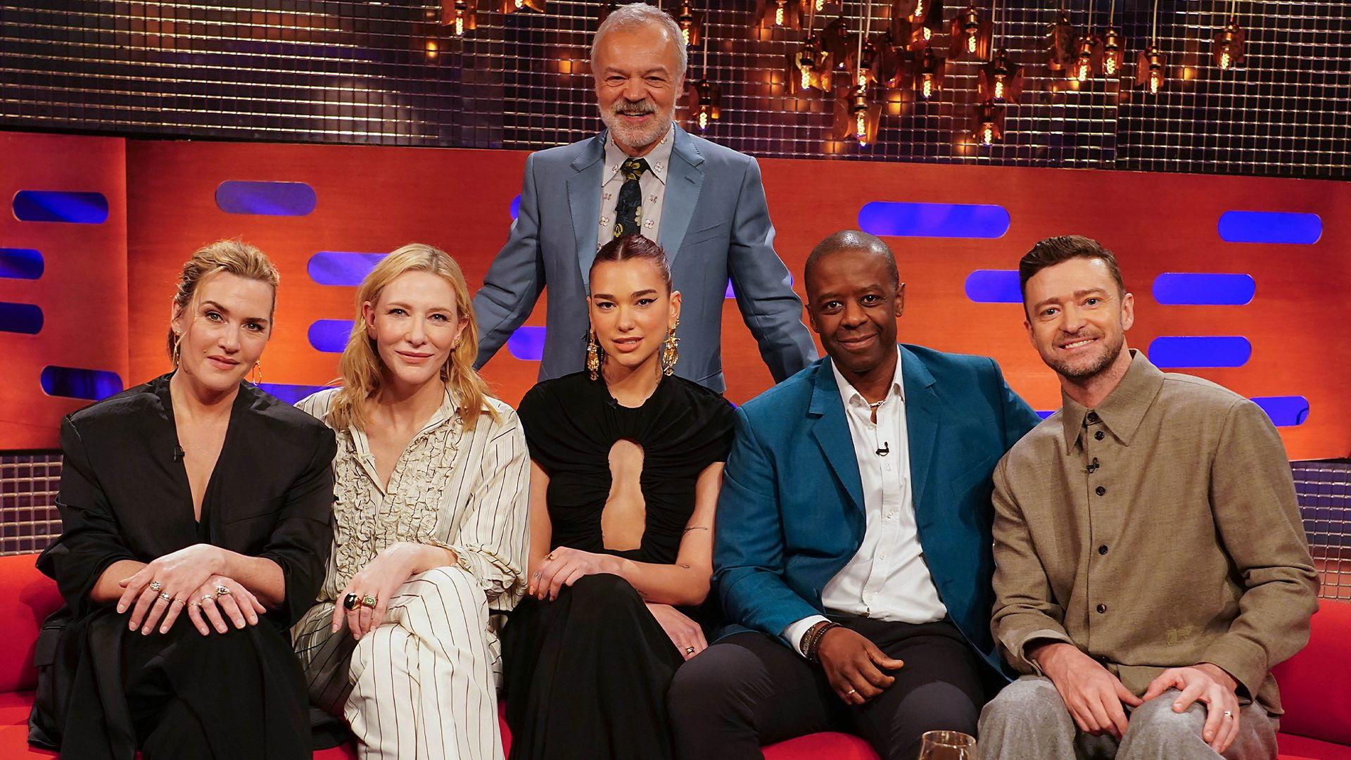 Still from Kate Winslet, Cate Blanchett, Dua Lipa, Adrian Lester and Justin Timberlake