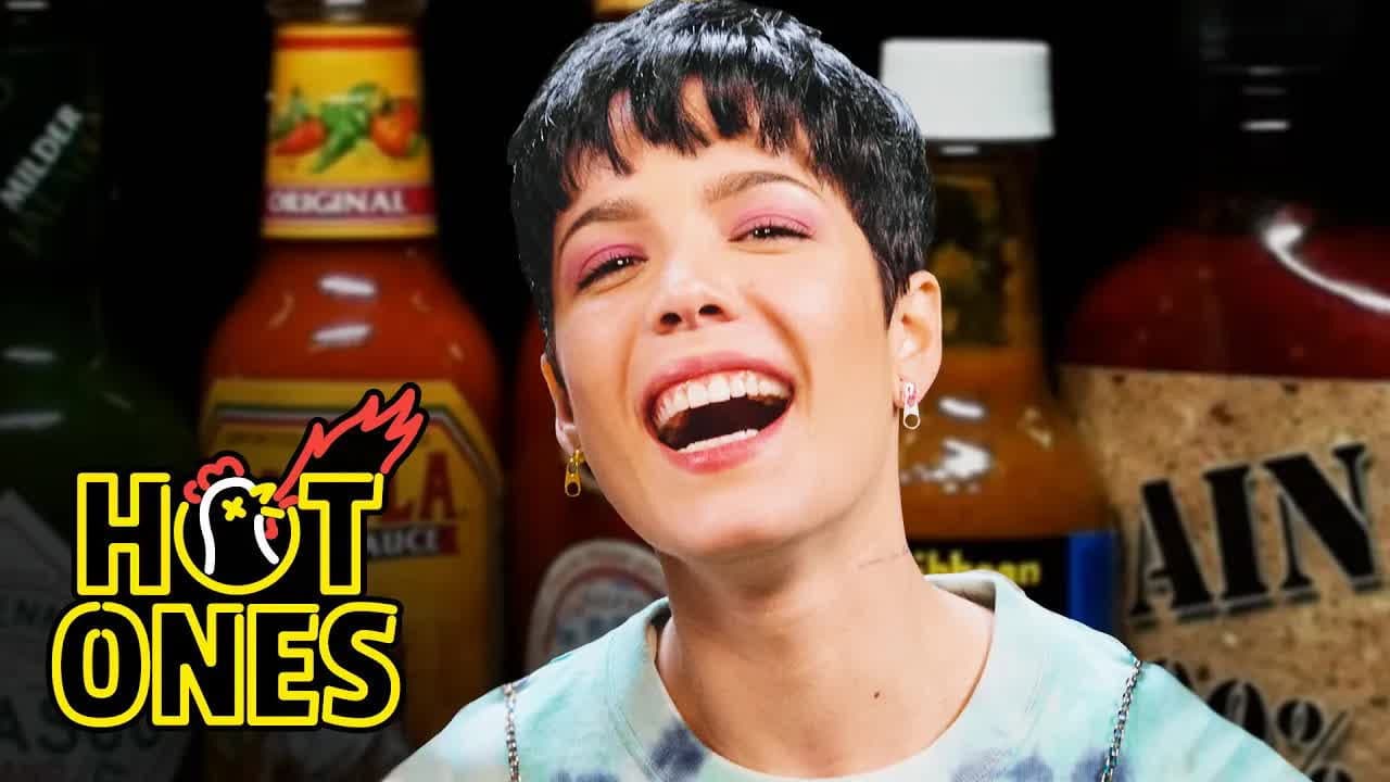 Still from Halsey Experiences the Jersey Devil While Eating Spicy Wings