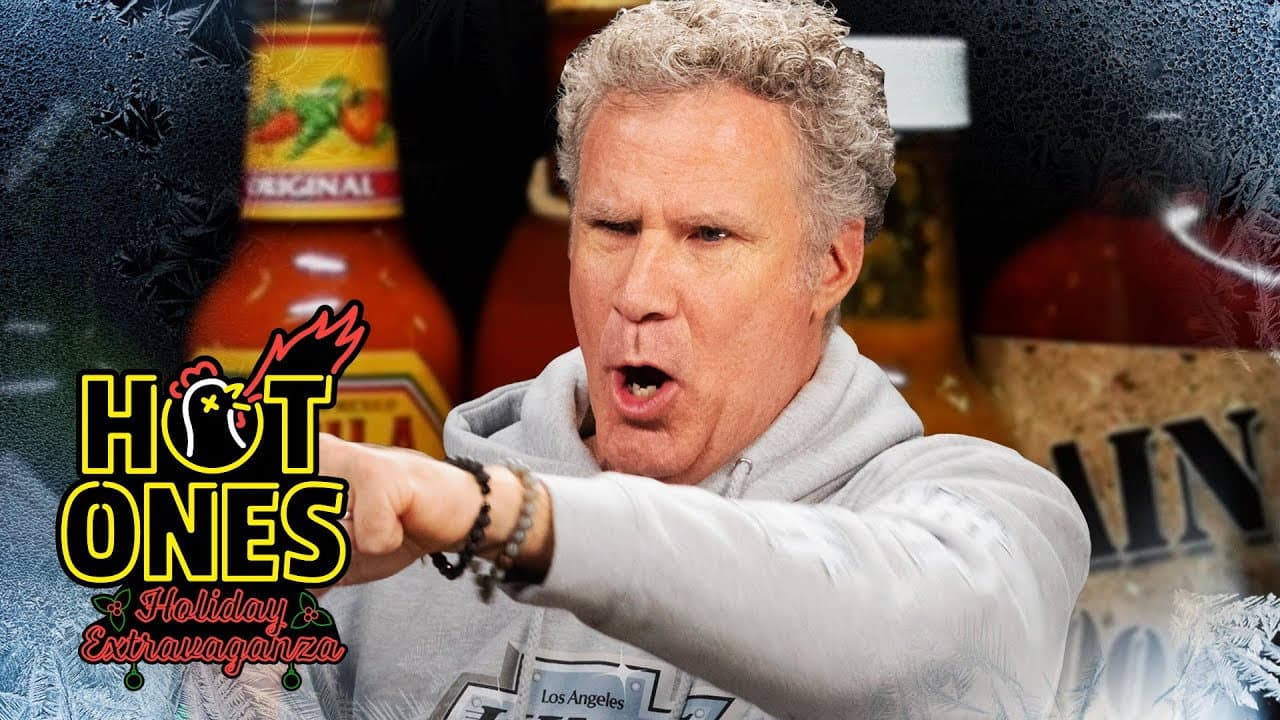 Still from Will Ferrell Brings the Spirit to the Hot Ones Holiday Extravaganza