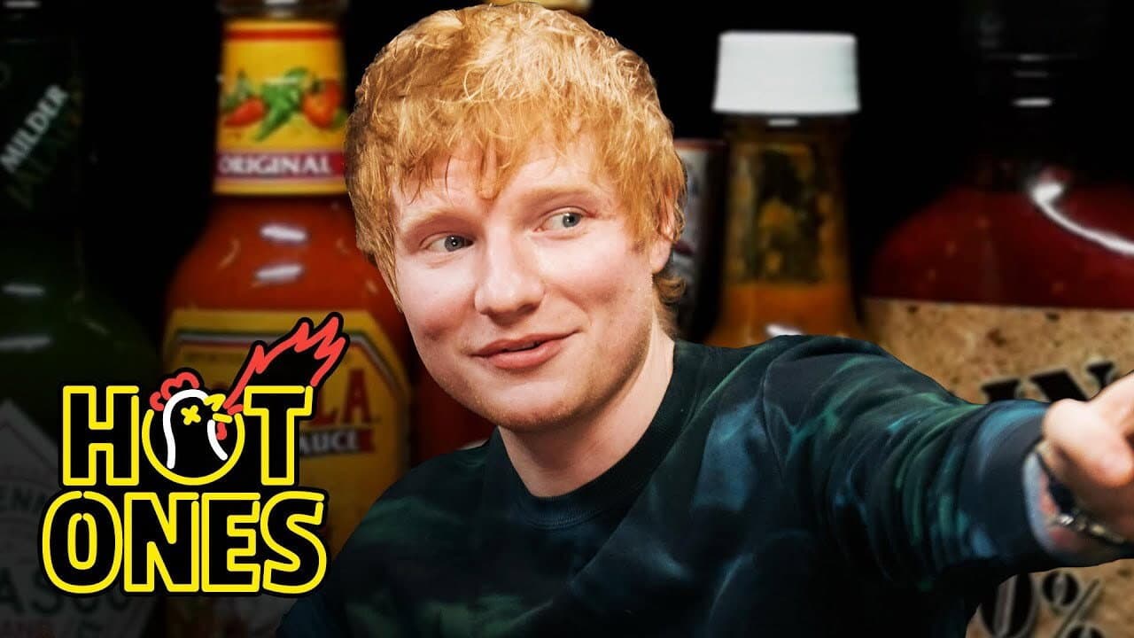 Still from Ed Sheeran Tries to Avoid Failure While Eating Spicy Wings