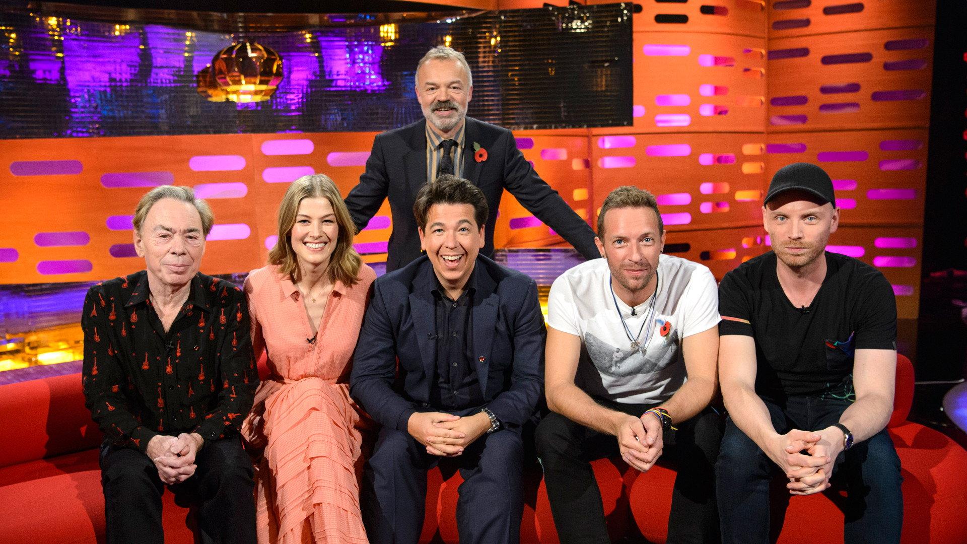 Still from Rosamund Pike, Michael McIntyre, Andrew Lloyd Webber, Coldplay