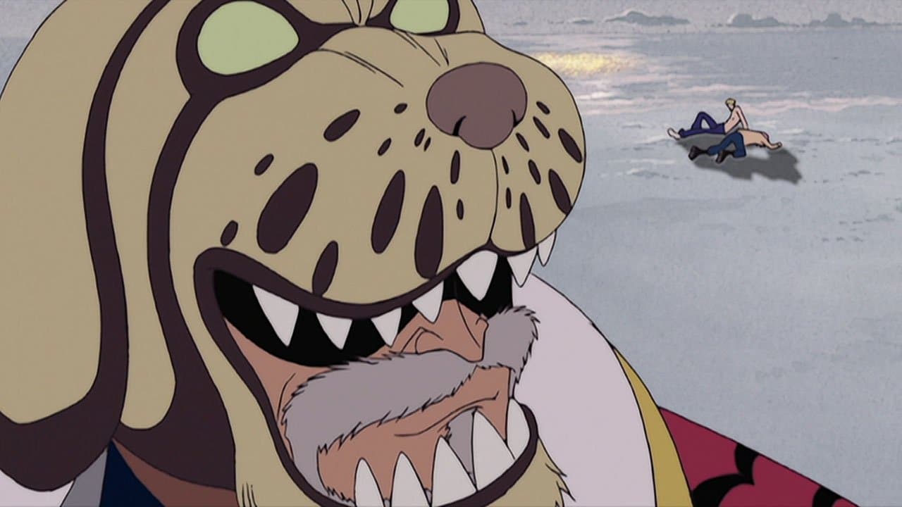 Still from Coby and Helmeppo's Resolve! Vice-Admiral Garp's Parental Affection!