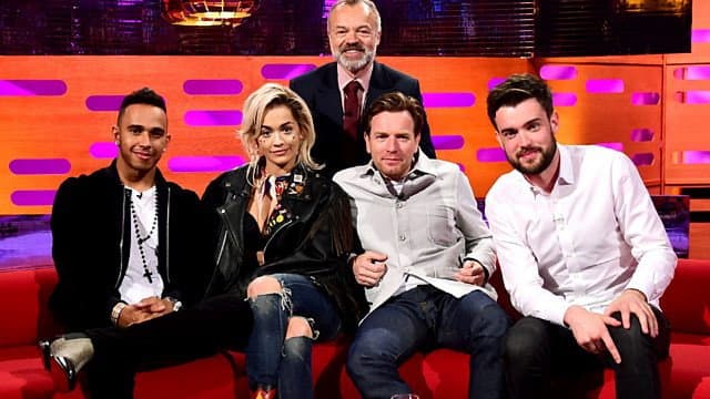 Still from Lewis Hamilton, Ewan McGregor, Jack Whitehall, Rita Ora