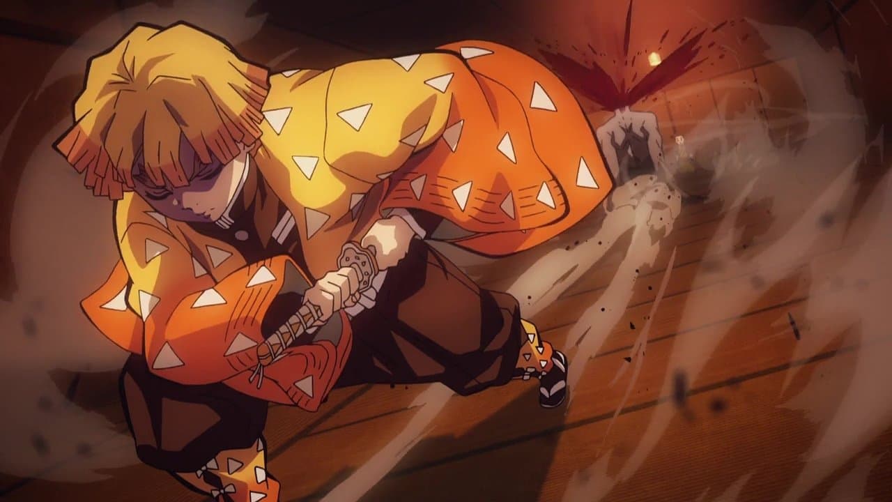 Still from The Boar Bares Its Fangs, Zenitsu Sleeps