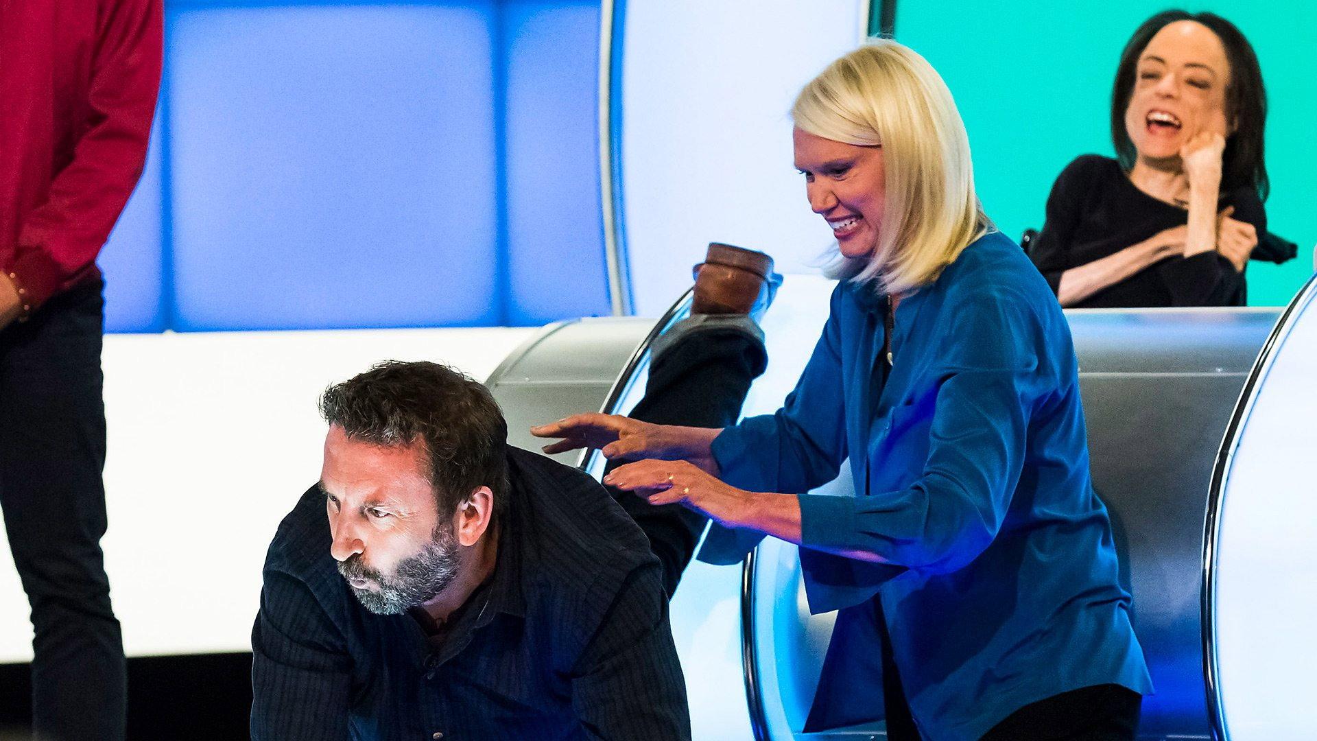 Still from Liz Carr, Miles Jupp, Samson Kayo and Anneka Rice