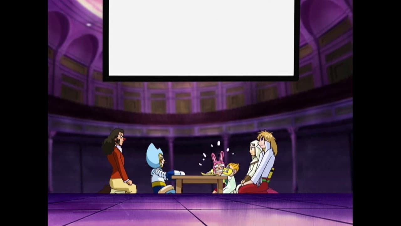Still from We Are Kings. Kyanchome and Momon. Defeat Keith!