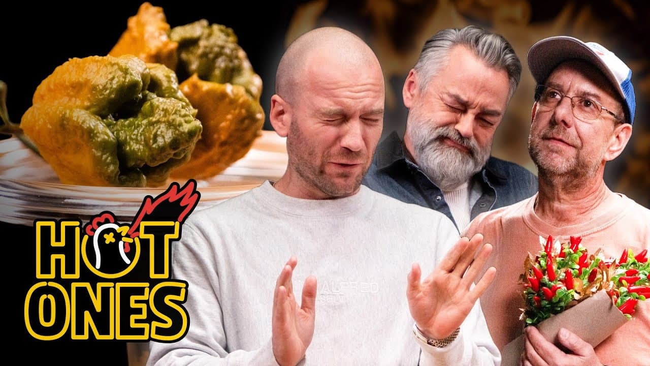 Still from Pepper X: Sean Evans, Chili Klaus & Smokin' Ed Currie Eat the New World's Hottest Pepper