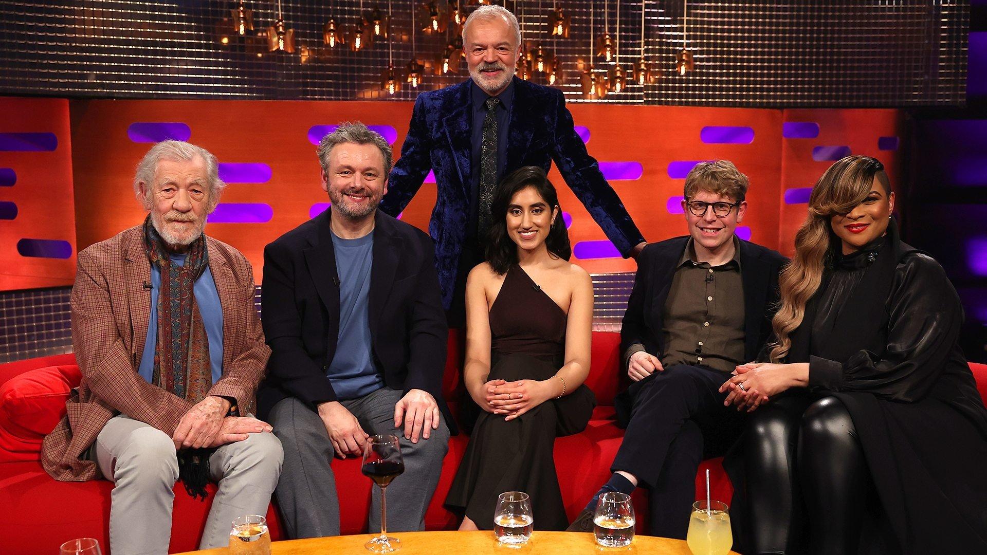 Still from Sir Ian McKellen, Michael Sheen, Ambika Mod, Josh Widdicombe and Gabrielle