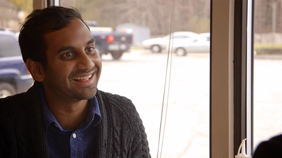 Still from Aziz Ansari: It's Like Pushing a Building Off a Cliff