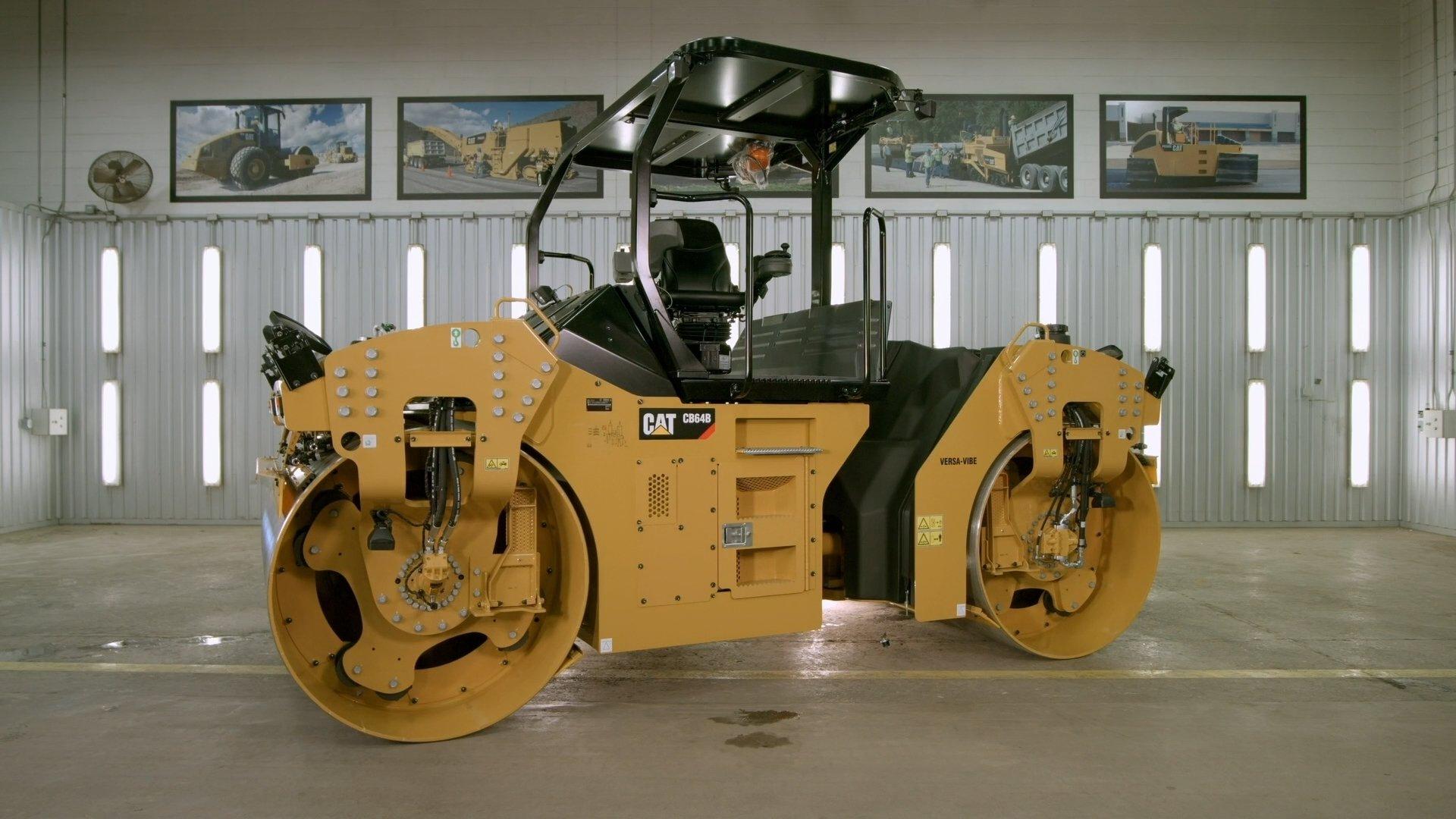 Still from Steel Bistro Sets, Letterpress Printing, Bamboo Lights, Asphalt Compactors