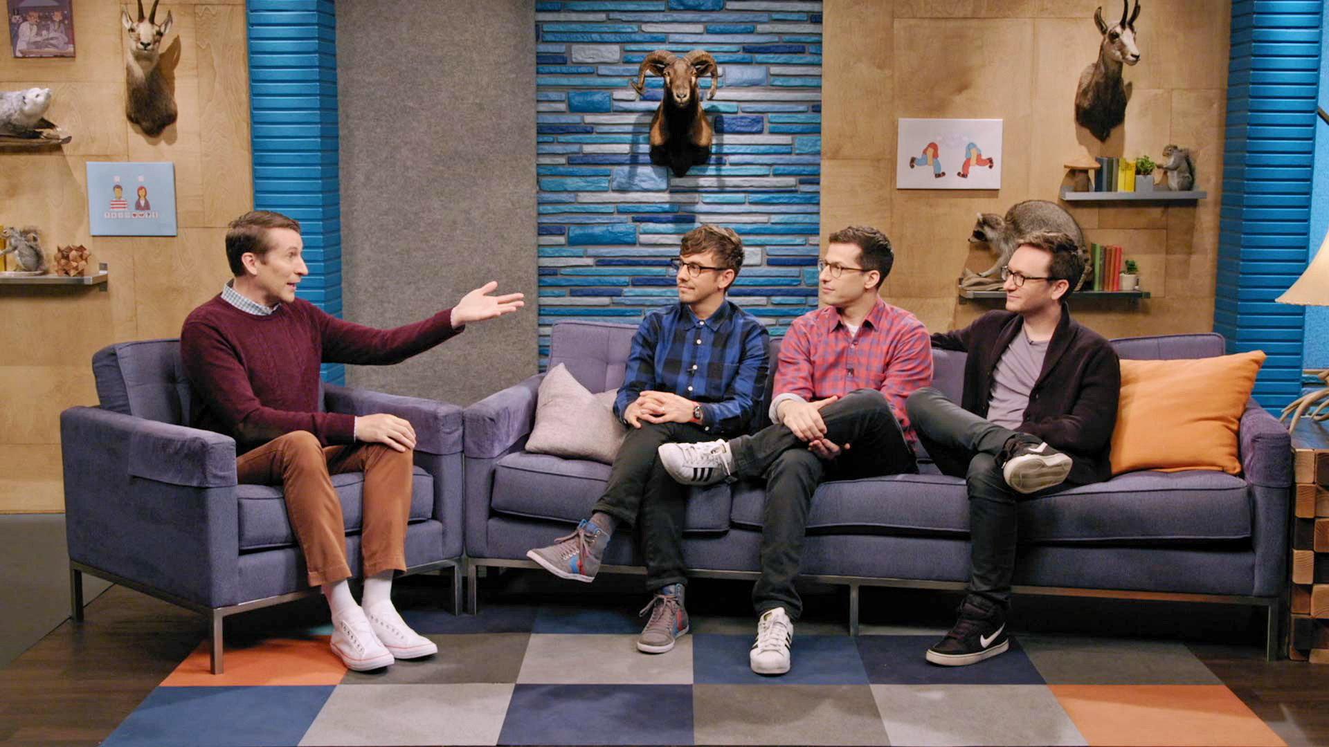 Still from The Lonely Island Wear Dark Pants and Eyeglasses