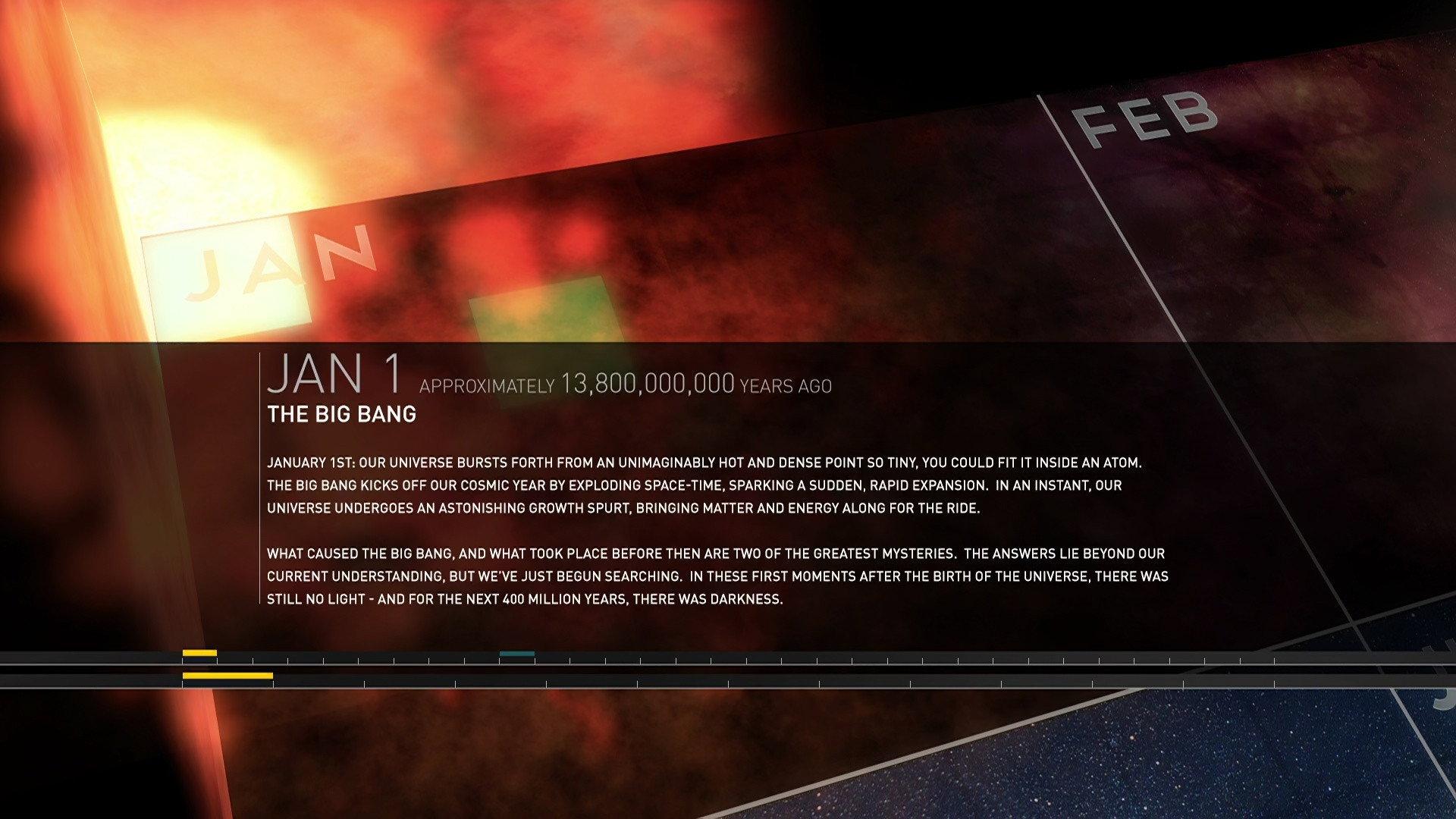 Still from Cosmos: A Spacetime Odyssey - The Cosmic Calendar