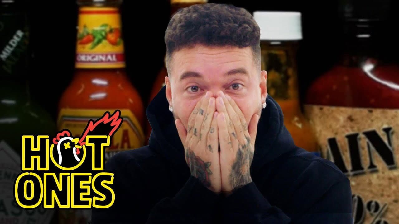 Still from J Balvin Meets the Devil While Eating Spicy Wings