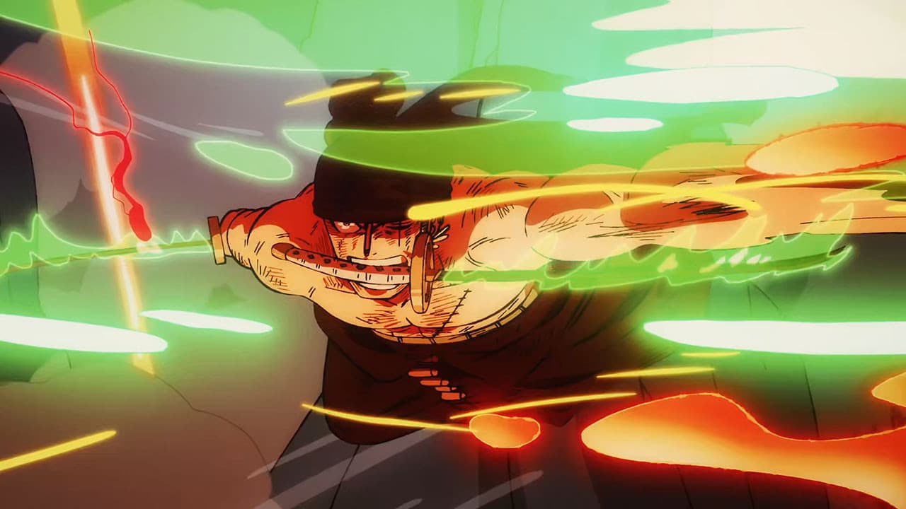 Still from The Three-Sword Style of the Supreme King! Zoro vs. King