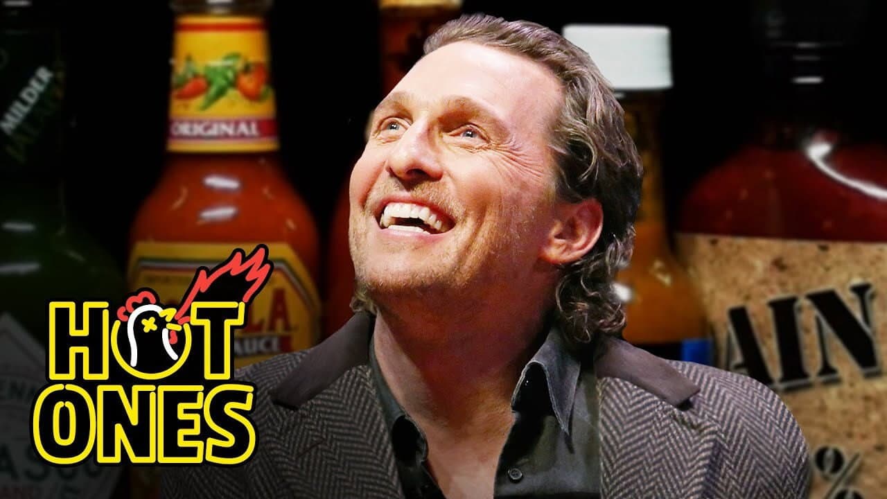 Still from Matthew McConaughey Grunts It Out While Eating Spicy Wings