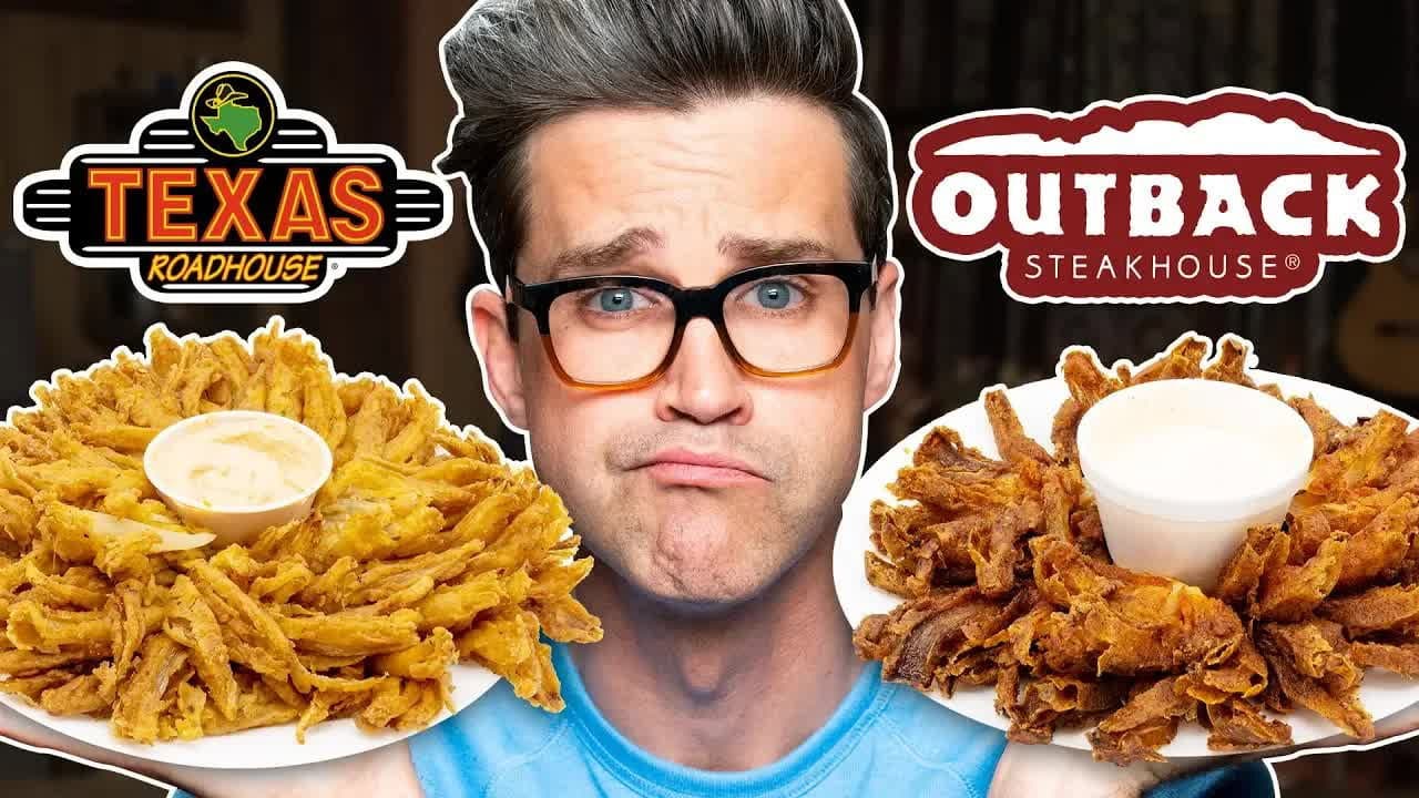 Still from Texas Roadhouse vs. Outback Steakhouse Taste Test | FOOD FEUDS