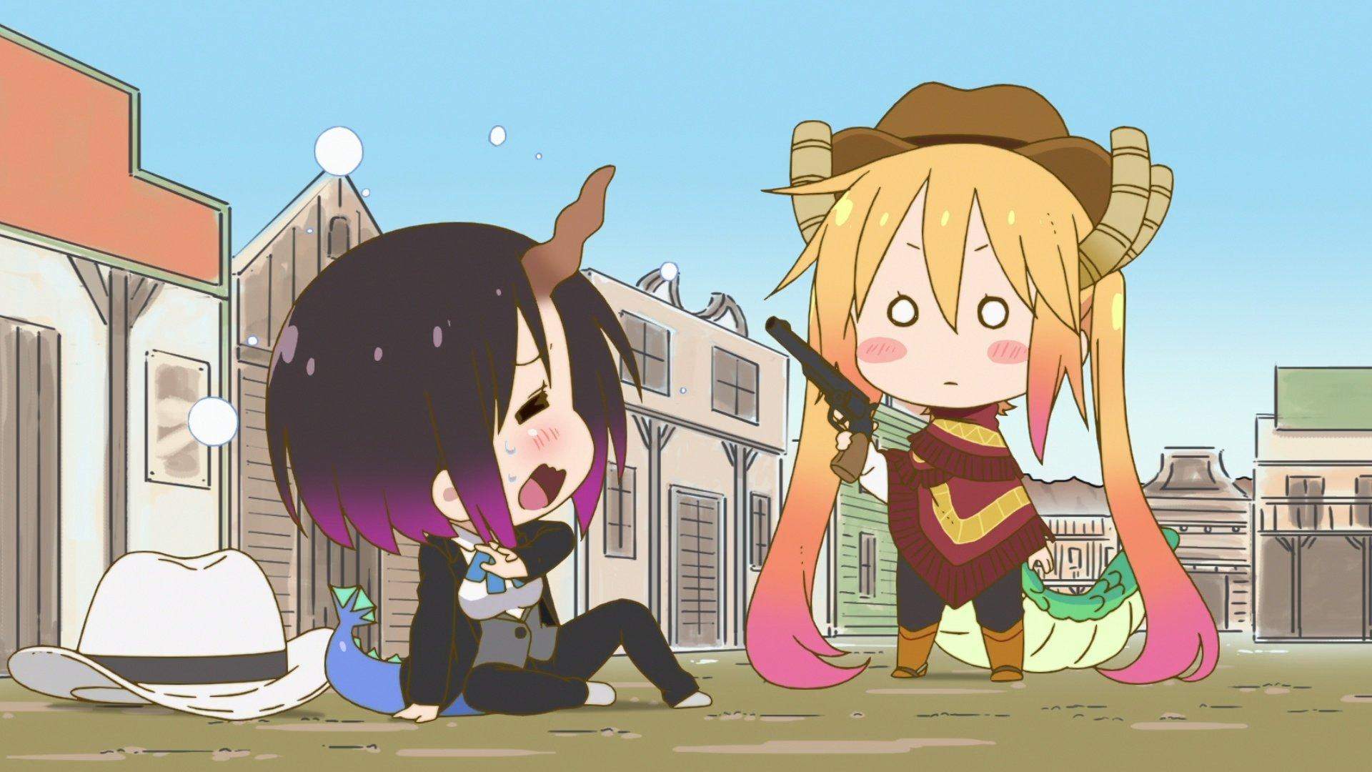 Still from Miss Kobayashi's Dragon Something - Battle