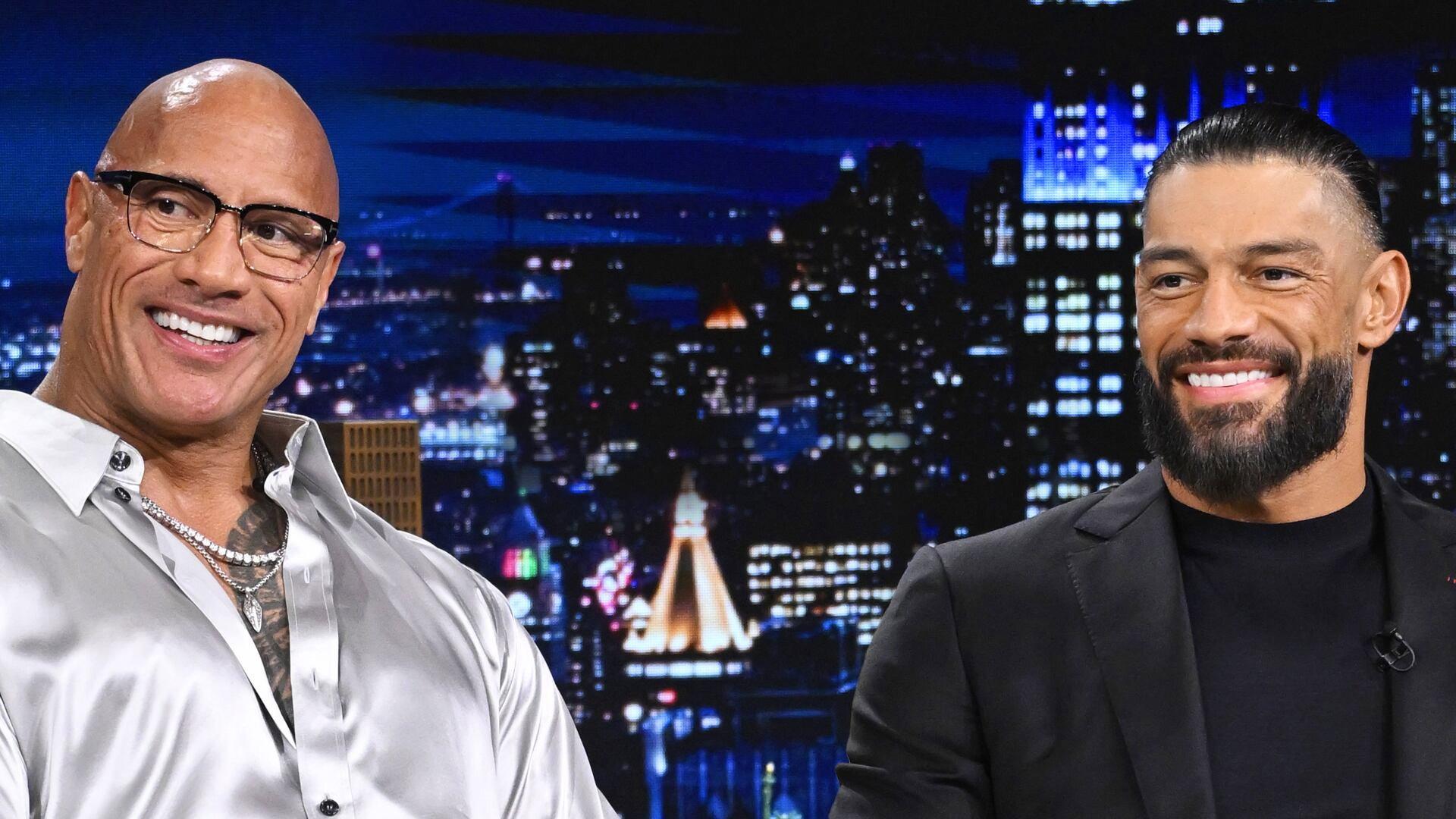 Still from Dwayne Johnson & Roman Reigns, Emma Roberts, Grupo Frontera
