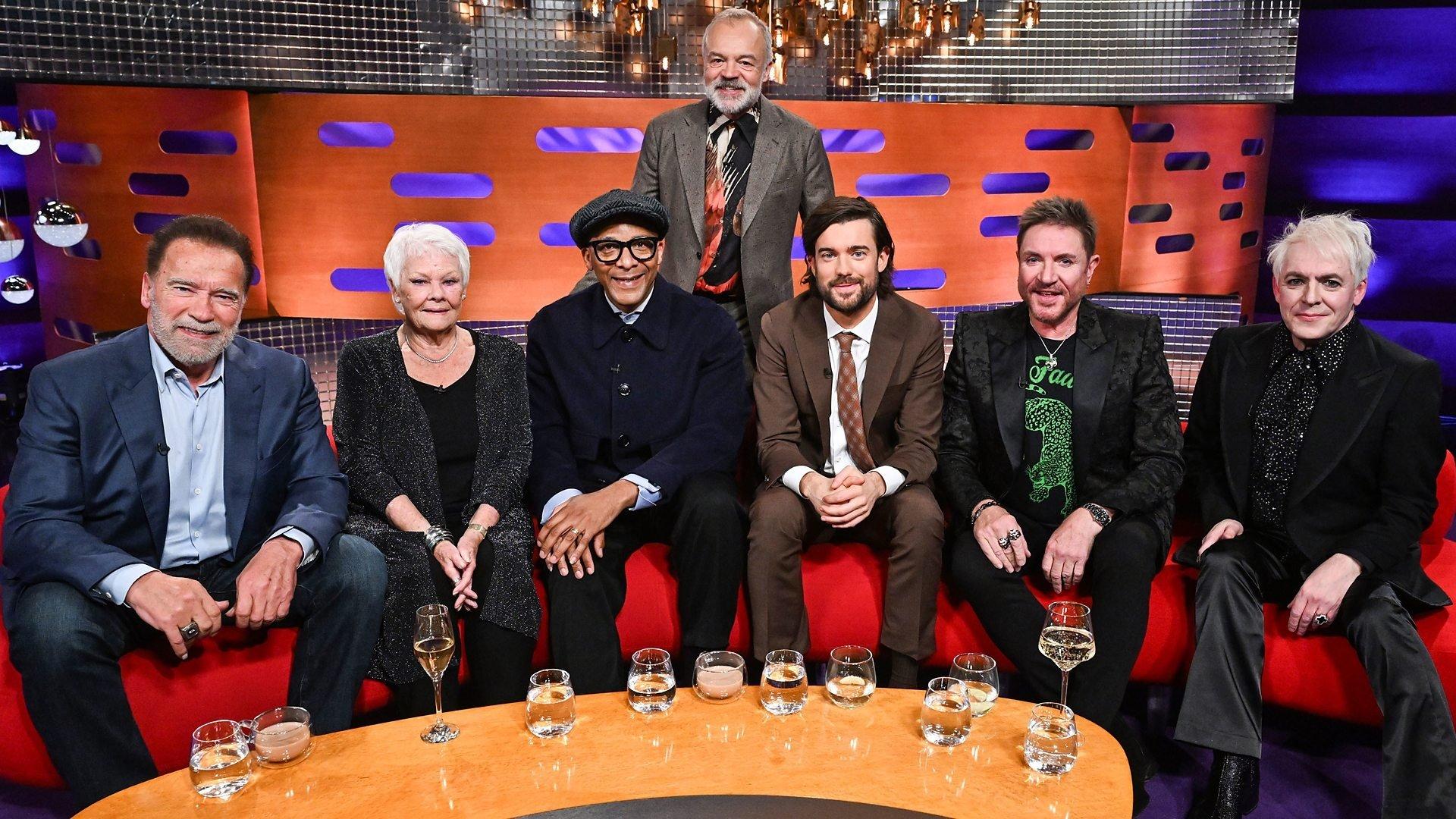 Still from Arnold Schwarzenegger, Dame Judi Dench, Jay Blades, Jack Whitehall and Duran Duran