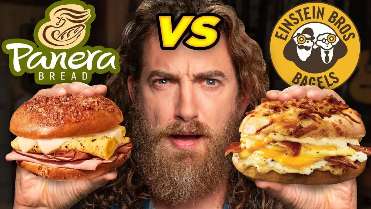 Still from Panera vs. Einstein Bros. Bagels Taste Test | FOOD FEUDS
