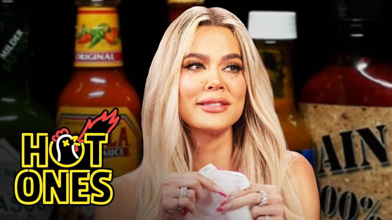 Still from Khloé Kardashian Holds Back Tears While Eating Spicy Wings