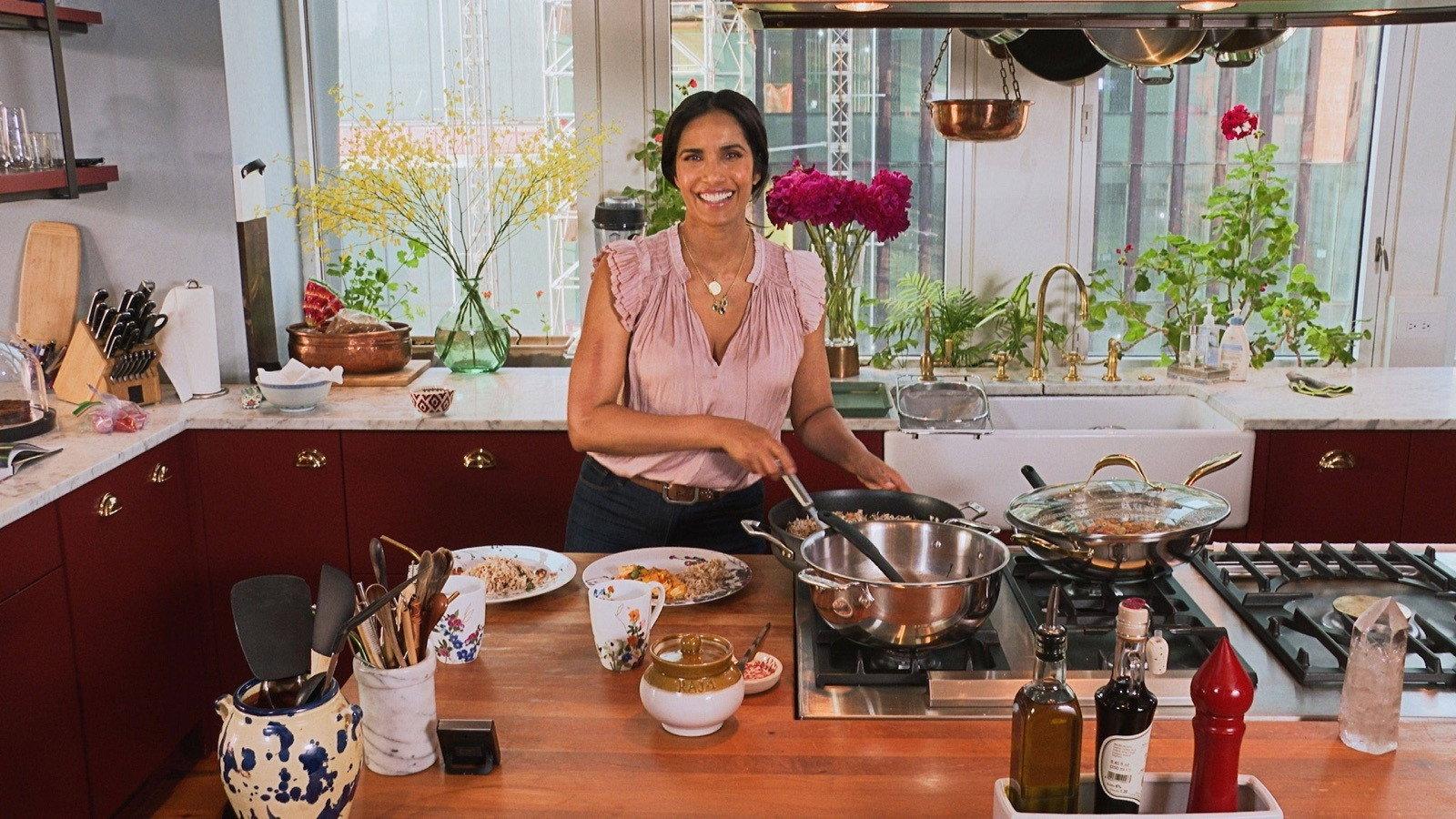 Still from Selena + Padma Lakshmi