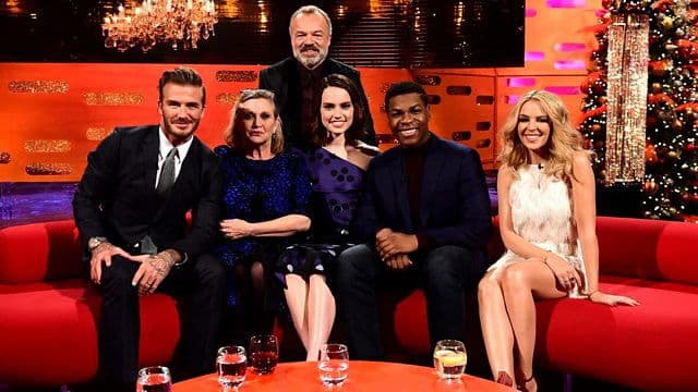 Still from David Beckham, Carrie Fisher, Daisy Ridley, John Boyega, Kylie Minogue