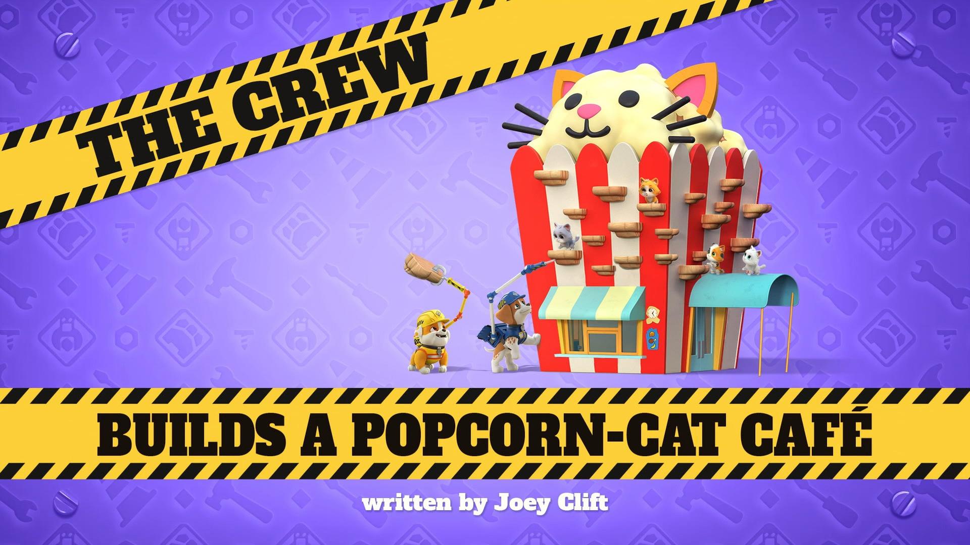 Still from The Crew Builds a Popcorn-Cat Café