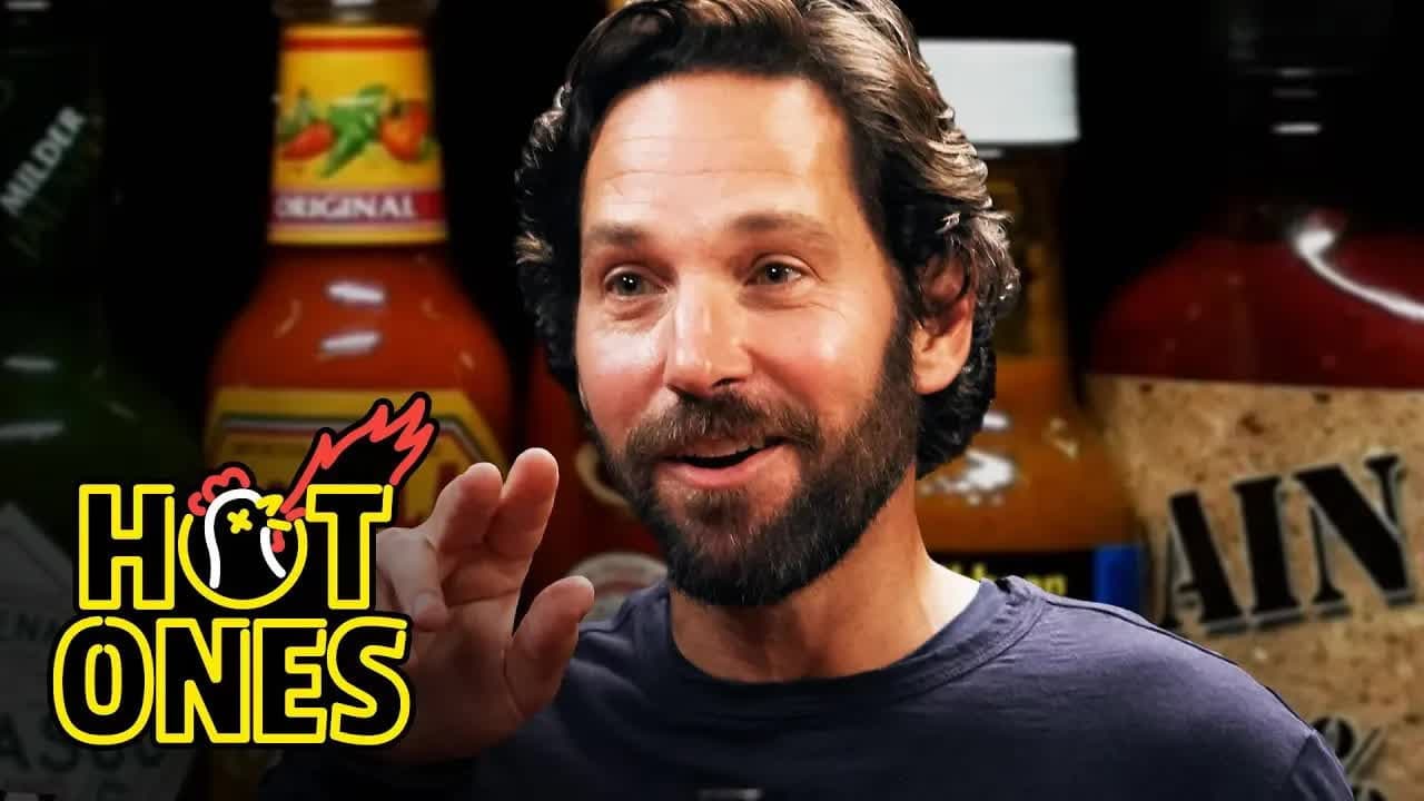 Still from Paul Rudd Does a Historic Dab While Eating Spicy Wings
