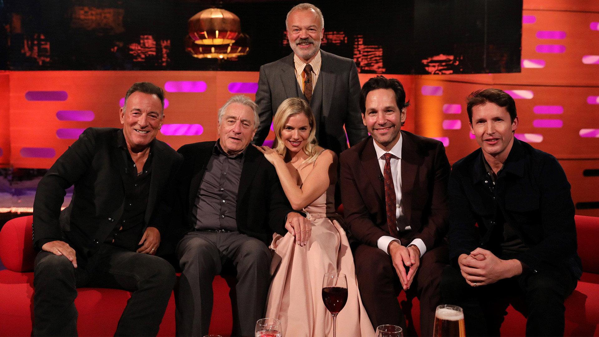 Still from Bruce Springsteen, Robert De Niro, Sienna Miller, Paul Rudd