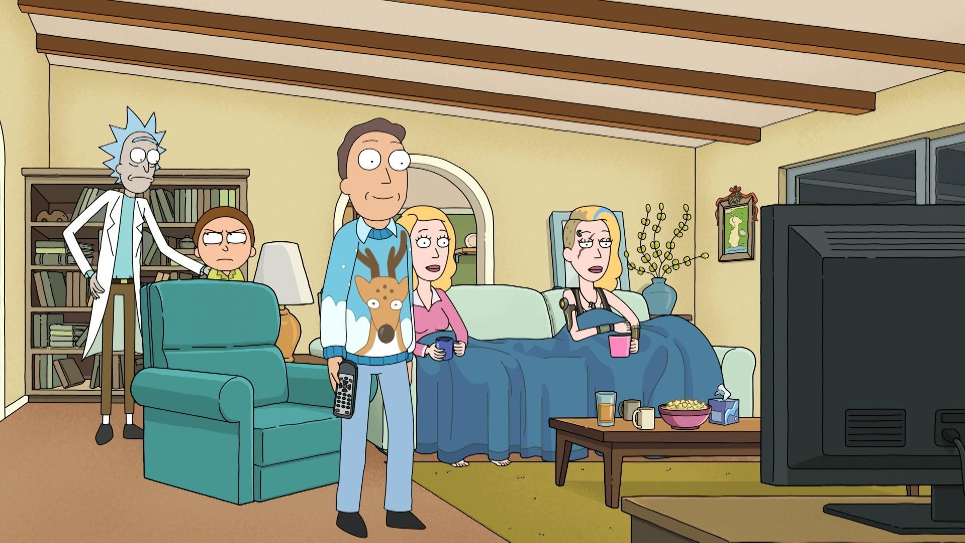 Still from Ricktional Mortpoon's Rickmas Mortcation